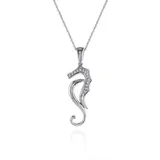 Belk & Co Diamond Accent Seahorse Pendant Necklace In 10K White Gold, Silver