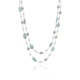 Belk & Co Sterling Silver Milky Aquamarine And Freshwater Pearl Necklace, 18 In