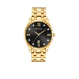 Bulova Men's Gold-Tone Diamond Watch, Black
