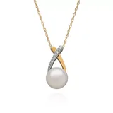Belk & Co Freshwater Pearl & Diamond Pendant In Sterling Silver, Gray, 18 In