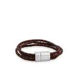 Belk & Co Men's Braided Leather Bracelet, Brown