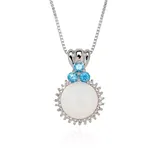 Belk & Co Women's Freshwater Pearl and White and Blue Topaz Round Pendant in Sterling Silver, Gray, 18 in