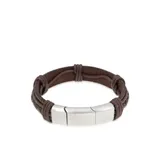 Belk & Co Men's Stainless Steel And Brown Leather Bracelet