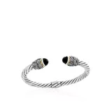 Effy Silver/Gold Onyx Hinged Cuff Bangle Bracelet in Sterling Silver with 18k Yellow Gold