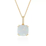 Belk & Co Created Opal Pendant Necklace In 10K Yellow Gold, 18 In