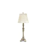 Elegant Designs Antique Style Buffet Table Lamp With Cream Ruched Shade, Beige
