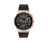 Bulova Men's Rose Gold-Tone Curv Chronograph Watch, Black
