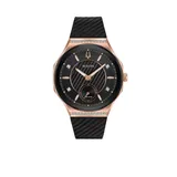 Bulova Women's Rose Gold-Tone Curv Watch, Black