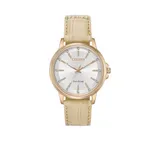 Citizen Women's Rose Gold-Tone Stainless Steel Eco-Drive Chandler Leather Strap Watch, Beige