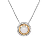 Belk & Co Sterling Silver 14K Yellow Gold Diamond & Pearl Pendant Necklace, 18 In