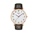 Tissot Men's Gold-Tone Stainless Steel T-Classic Everytime Leather Strap Watch, Gold