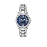Citizen Silver Women's Stainless Steel Eco-Drive Swarovski Crystal-Accented Bracelet Watch