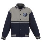 Youth JH Design Navy/Gray Memphis Grizzlies Poly-Twill Full-Snap Jacket