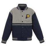 Youth JH Design Navy/Gray Indiana Pacers Poly-Twill Full-Snap Jacket