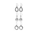 Ruby Rd Silver-Tone Metal Works Trio Drop Earring Set, Silver