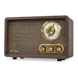 Victrola Retro Wood Bluetooth FM/AM Radio with Rotary Dial, Brown