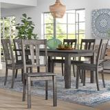 Mistana™ Katarina Extendable Rubberwood Solid Wood Dining Set Wood in Brown/Gray, Size 30.0 H in | Wayfair 4C1021B04B724A9EBE0F5061DB2457AF