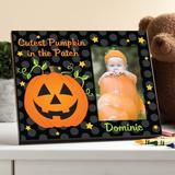 The Holiday Aisle® Alberty Cutest Pumpkin in the Patch Personalized Picture Frame Wood in Black/Brown, Size 8.0 H x 10.0 W x 0.5 D in | Wayfair