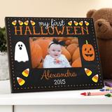The Holiday Aisle® Almaraz My First Halloween Personalized Picture Frame Wood in Black/Brown, Size 8.0 H x 10.0 W x 0.5 D in | Wayfair