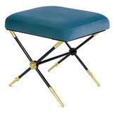 Jonathan Adler Rider X-Bench Upholstered/Leather/Genuine Leather in Green/Blue/Black, Size 17.0 H x 18.0 W x 16.0 D in | Wayfair 27711