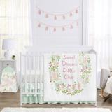 Sweet Jojo Designs Butterfly Floral 4 Piece Crib Bedding Set Polyester in Green/Pink/White | Wayfair ButterflyFloral-Crib-4