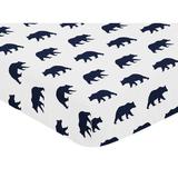 Sweet Jojo Designs Big Bear Fitted Crib Sheet Polyester in Blue, Size 8.0 H x 28.0 W x 52.0 D in | Wayfair CribSheet-BigBear-PRT