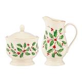 Lenox Holiday Sugar & Creamer Set Porcelain China in Brown/Green/Red | Wayfair 843319
