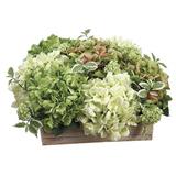 One Allium Way® Hydrangea & Snowball Centerpiece in Pot in Brown/Green, Size 11.0 H x 14.0 W in | Wayfair OAWY4280 31615636