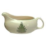 The Holiday Aisle® Original Christmas Tree Gravy Boat Earthenware in Green/White, Size 3.5 H x 7.5 W in | Wayfair THLA5741 40213891