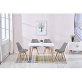 George Oliver 4 - Person Dining Set Wood/Plastic/Acrylic/Upholstered Chairs in Brown/White, Size 30.0 H in | Wayfair