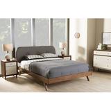 George Oliver Benham Platform Bed Upholstered/Polyester in Gray/Brown, Size 42.91 H x 62.99 W x 81.3 D in | Wayfair