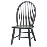 August Grove® ClipperCove Solid Wood Windsor Back Side Chair Wood in Black, Size 41.0 H x 21.5 W x 20.0 D in | Wayfair