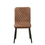 Foundry Select Awad Dining Chair Upholstered/Genuine Leather in Black/Brown, Size 33.46 H x 16.53 W x 24.01 D in | Wayfair