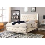 Everly Quinn Oldbury Tufted Standard Bed Wood & /Upholstered/Metal & /Metal in Brown, Size 55.0 H x 76.0 W x 87.0 D in Wayfair