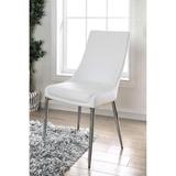 Orren Ellis Grandin Metal Side Chair in White & Silver Faux Leather/Upholstered/Metal in Gray/White, Size 34.5 H x 19.25 W x 24.25 D in Wayfair