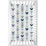 Sweet Jojo Designs Mod Arrow Mini Fitted Crib Sheet Polyester in Blue, Size 28.0 W x 52.0 D in | Wayfair MiniSheet-ModArrow-GY-MT-PRT