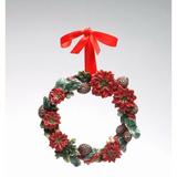 The Holiday Aisle® Poinsettia 9" Ceramic Wreath in Green/Red, Size 9.0 H x 9.0 W x 9.0 D in | Wayfair 774EBE12787D4A0DB855C54BB93DD91F