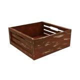 WaldImports Slat Solid Wood Crate Solid Wood in Brown/Red, Size 5.0 H x 12.5 W x 12.5 D in | Wayfair FL5022