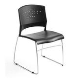 Boss Office Products B1400-BK-4 Black Stack Chair w/ Chrome Frame 4 Pcs Pack