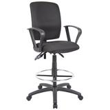 Boss Office Products B1637-BK Multi-Function Fabric Drafting Stool w/ Loop Arms