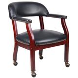 Boss Office Products B9545-BK Captain's Chair In Black Vinyl w/ Casters