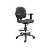Boss Office Products B1691-BK Black Fabric Drafting Stools w/ Adj Arms & Footring