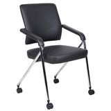 Boss Office Products B1800-CP-2 Caressoft Plus Training Chair w/ Chrome Frame in Grey/Black (Set of 2)
