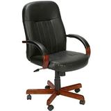 Boss Office Products B8376-M Leatherplus Exec. Chair w/ Mahogany Finish