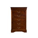 West Haven 5 Drawer Tall Boy Chest in Cappuccino - Alpine Furniture 2204