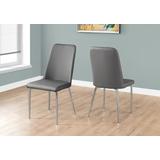 "Dining Chair - 2Pcs / 37""H / Grey Leatherette / Chrome - Monarch Specialties I-1035"