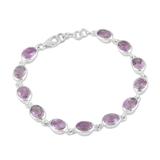 Amethyst and Sterling Silver Link Bracelet from India 'Lilac Luster'