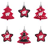 Wisconsin Badgers Six-Pack Shatterproof Tree And Star Ornament Set