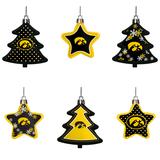 Iowa Hawkeyes Six-Pack Shatterproof Tree And Star Ornament Set