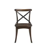 Lark Manor™ Carlyle Solid Wood Cross Back Side Chair in Dark Oak/Black Faux Leather/Wood/Upholstered in Black/Brown/Red | Wayfair ACOT6168 39484278